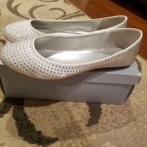 Embellished white flats